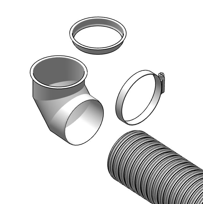 KIT RACCORD AIR EXT 160MM+COUDE